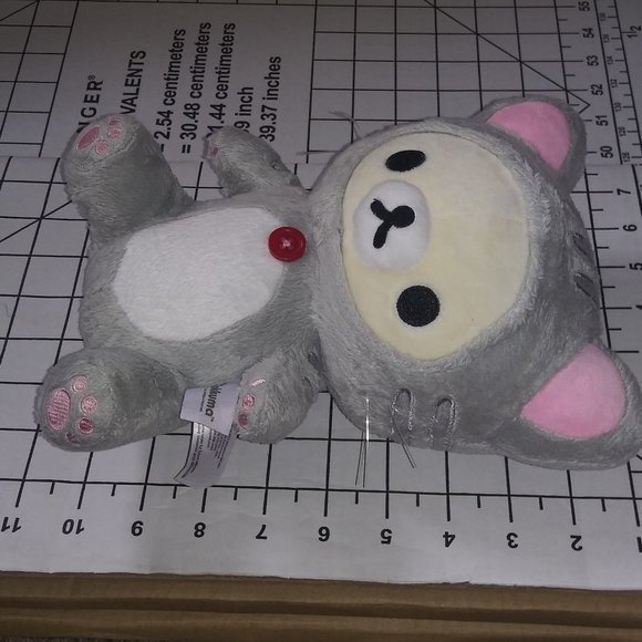 Neko Rilakkuma Grey Cat Stuffed Animal Tiger Korilakkuma Sitting Kitty Plush HTF - Picture 9 of 9
